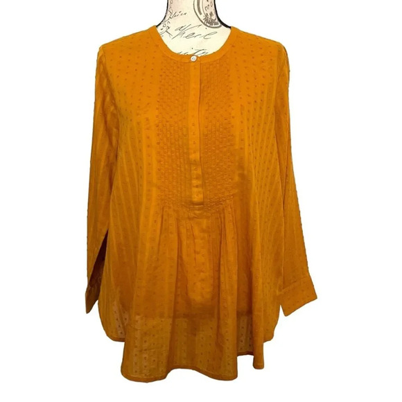 J. Jill Swiss Dot Popover Peasant Top Size Small Petite Lightweight oversized - Picture 8 of 8